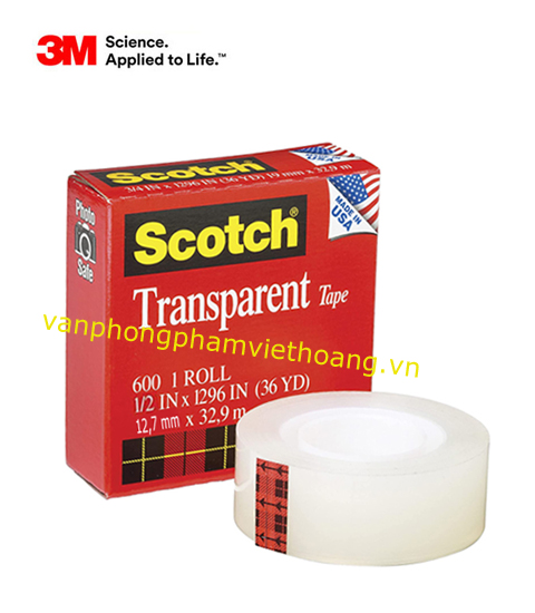 Băng dính 3M Scotch Transparent 600 1/2 In (36 YD)