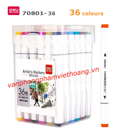 Bút dạ màu Marker hai đầu cao cấp Deli 70801-36 (36 màu)