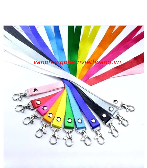 Dây lụa đeo thẻ 1.5cm móc khóa sắt