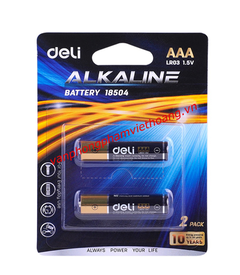 Pin đũa Alkaline AAA LR03 1.5V Deli 18504